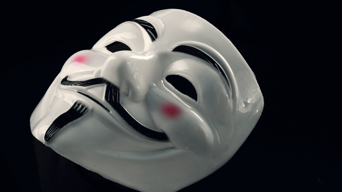 Anonymous mask on black background