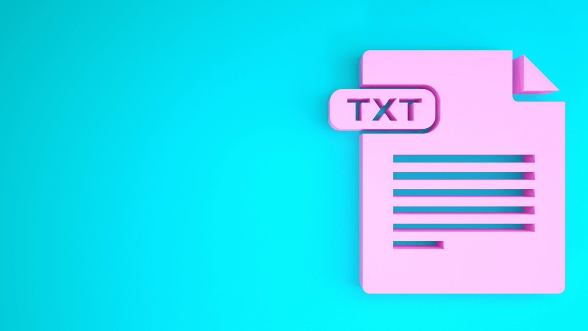 Pink .txt file icon on bright blue background