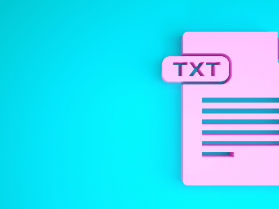 Pink .txt file icon on bright blue background